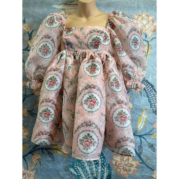 Anthropologie Selkie Rapunzel Puff Short-Sleeve Bubble Floral Mini Dress - Picture 8 of 11